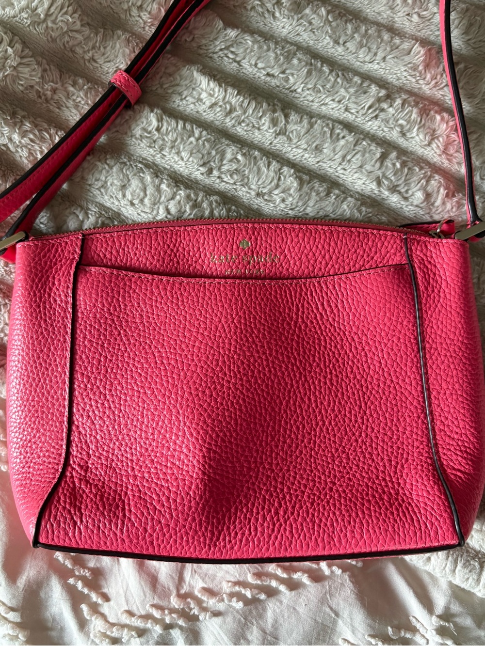 Pebbled Pink Leather Crossbody Shoulder Bag